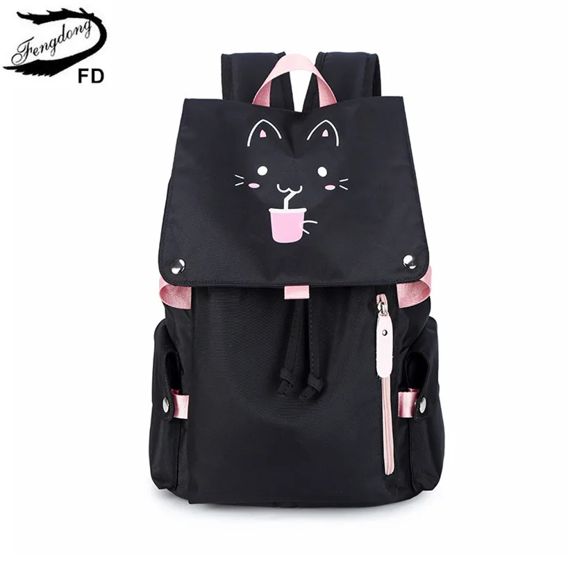 School-Backpack Reflective-Strip Girls Waterproof Kids Student Fengdong Nylon Cute 
