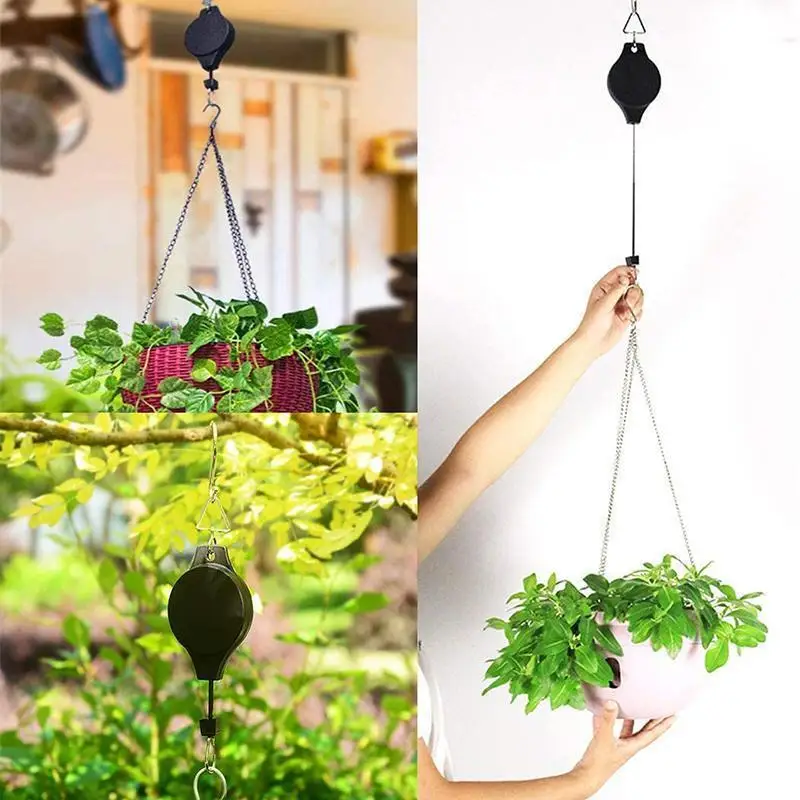 NEW Plant Pulley Set Retractable Pulley Plant Hook Plant Hanger Decor Courtyard Garden Hanging Flower Pot Hanging Basket