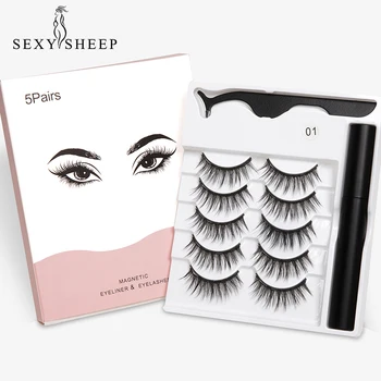 

SEXYSHEEP 5 Magnet Eyelash Magnetic Liquid Eyeliner & False Eyelashes & Tweezer Set Waterproof Long Lasting Eyelash Extension