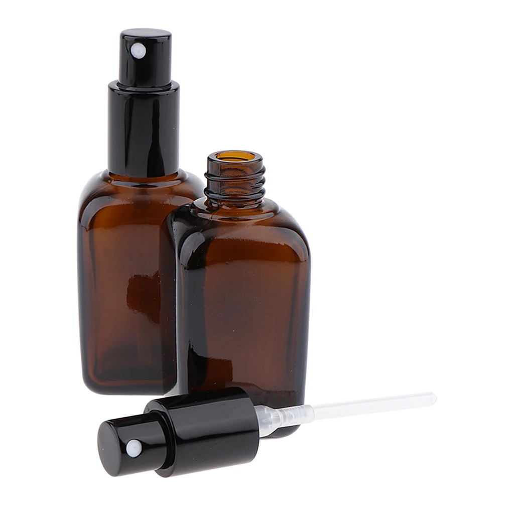 4x Empty Glass Cosmetics Bottles Pump Spray Bottles Fine Mist Sprayer Containers for Travel Refillable, 50ml and 100ml