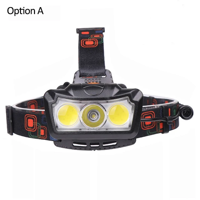 Option A T6+ 2* COB светодиодный налобный фонарь, супер яркий налобный светильник, налобный фонарь, водонепроницаемый фонарь, налобный светильник, 2*18650 батареи, для кемпинга, рыбалки - Испускаемый цвет: Option A