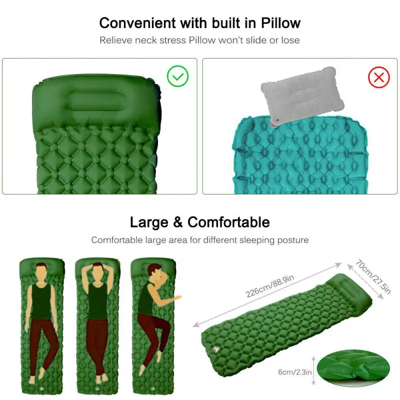 Almofada de Dormir Caminhadas com Pillow Leve à Prova Camping Ultraleve Auto Inflável Mochila d' Água 6 Camping Almofada de Dormir Ultraleve Auto Inflável