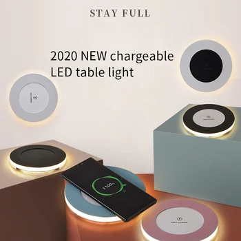 

Creative NEW Design LED Table Lamps with Qi Fast Wireless Charger USB Chargeable Table Bedside Light Portable For iPhone