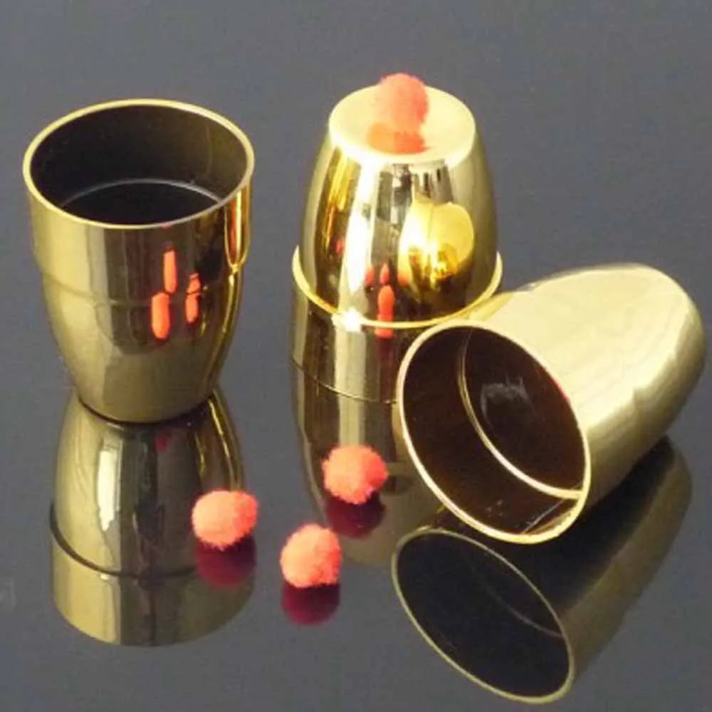 Plastic Three Cups Three Balls in Gold Color (Small) Magic Tricks Close Up Magia Ball Appear Vanish Magie Illusion Gimmick Props 3 16 4 763mm polypropylene pp sphere solid plastic balls for ball valves and bearings