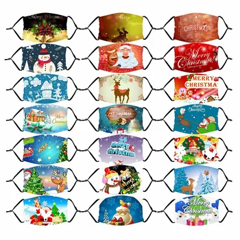 

Merry Christmas Face Mask Child Unisex Adjustable Washable Reusable Breathable Masks Mascara Cats Printing Cute Mouth Mask