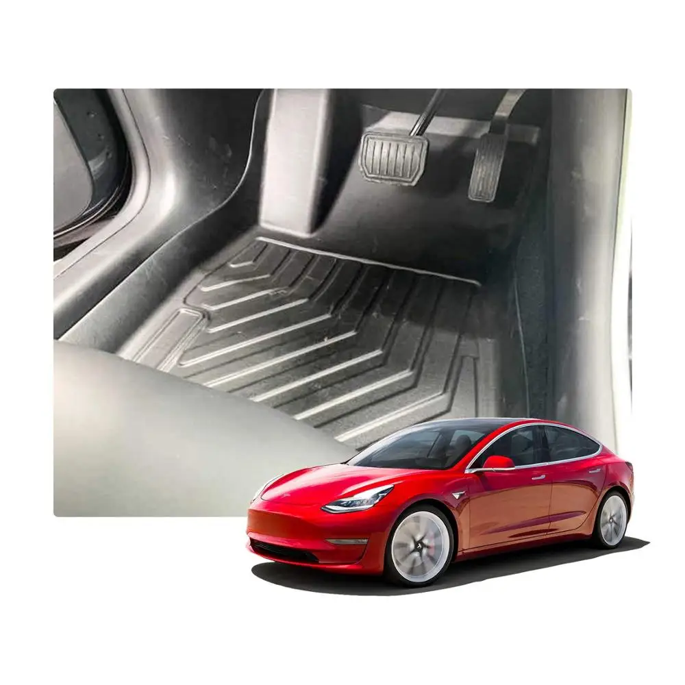 Полный комплект на заказ подходят Всепогодные коврики для Tesla модель 3, черный(комплект из 3 предметов