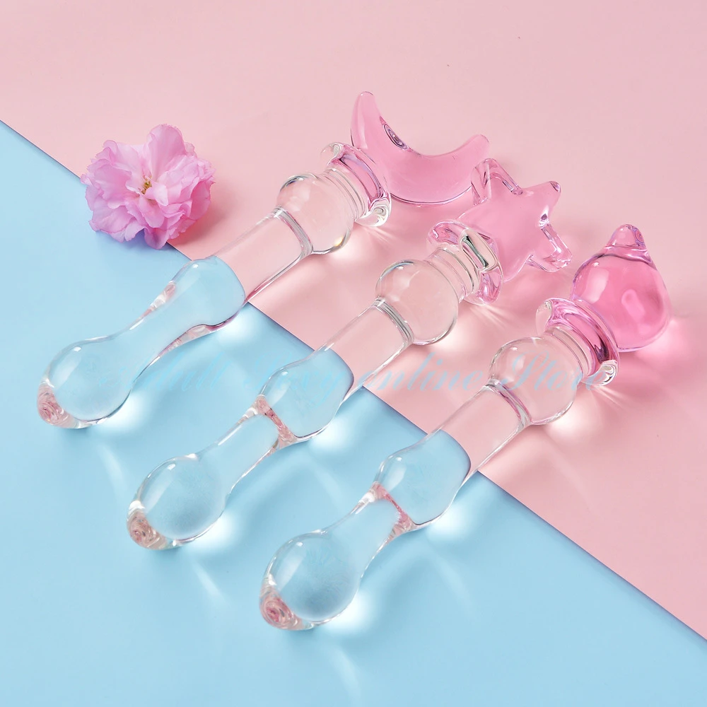 Crystal Glass Dildo Heart Buttplug Vaginal Anal Stimulation Beads Penis for Women Anus Plug Sex Toys