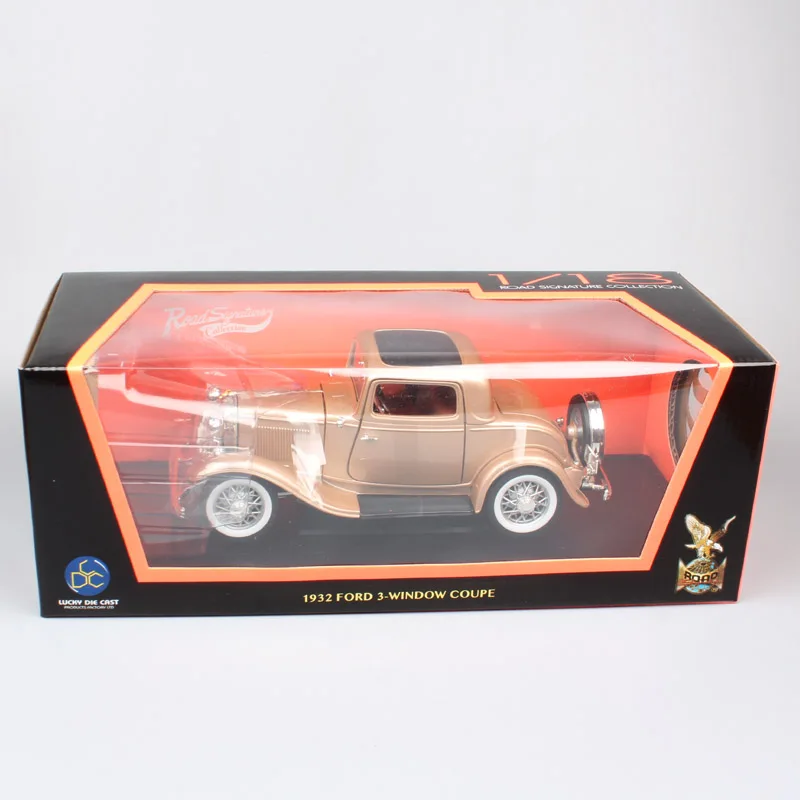 Детская Классика 1/18 Ретро 1932 модель ford B 3-Window Coupe Deuce Gold car scale Diecasts& Toy Vehicles авто металлический сувенир