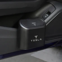 Carro multifuncional lata de lixo para tesla modelo 3 s x y abs pressionando tipo lixo organizador balde armazenamento bin caixa rebote automático
