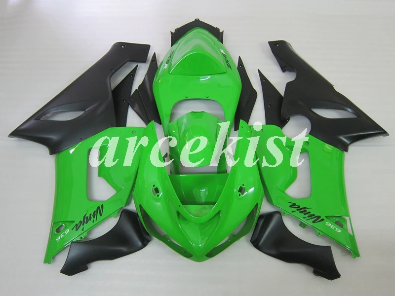 ABS мотоцикл обтекатели комплект подходит для kawasaki Ninja ZX6R 636 2005 2006 05 06 6R ZX-6R Кузов Набор на заказ зеленый черный