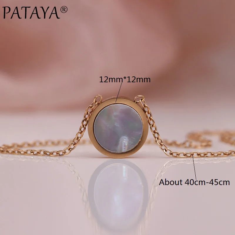 Necklace4 PATAYA круглый корпус Длинные ожерелья 585 цвета розового золота квадратный милые Подвески Для женщин; узор «бабочки» и «любовь» Свадебная вечеринка тонкой Модные украшения - Окраска металла: Necklace4