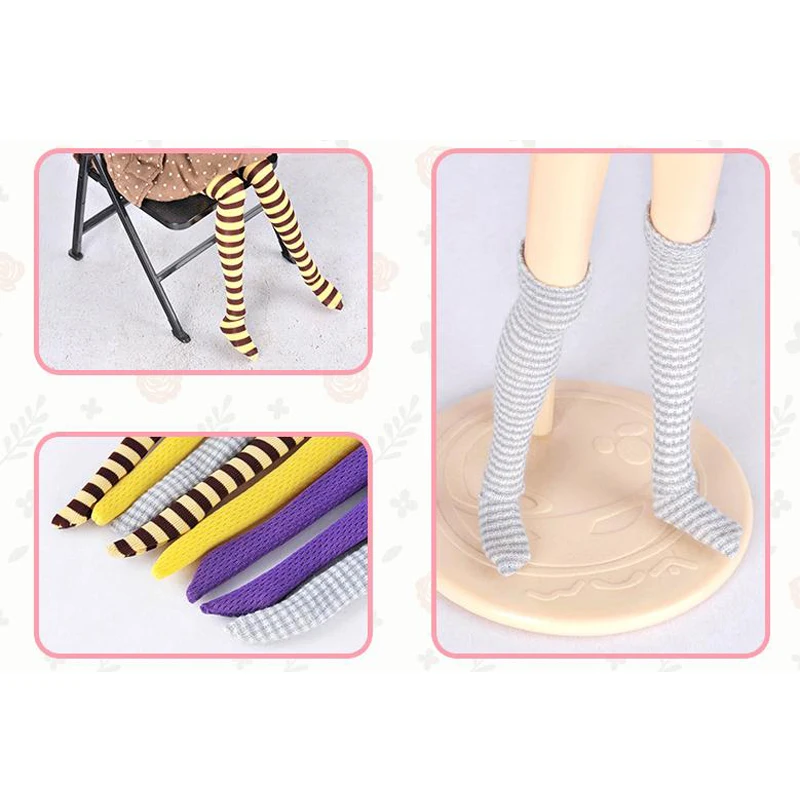 Случайные 3 пары модных чулок для кукол 1/6 Blyth Barbies Pullip Licca носки аксессуары одежды