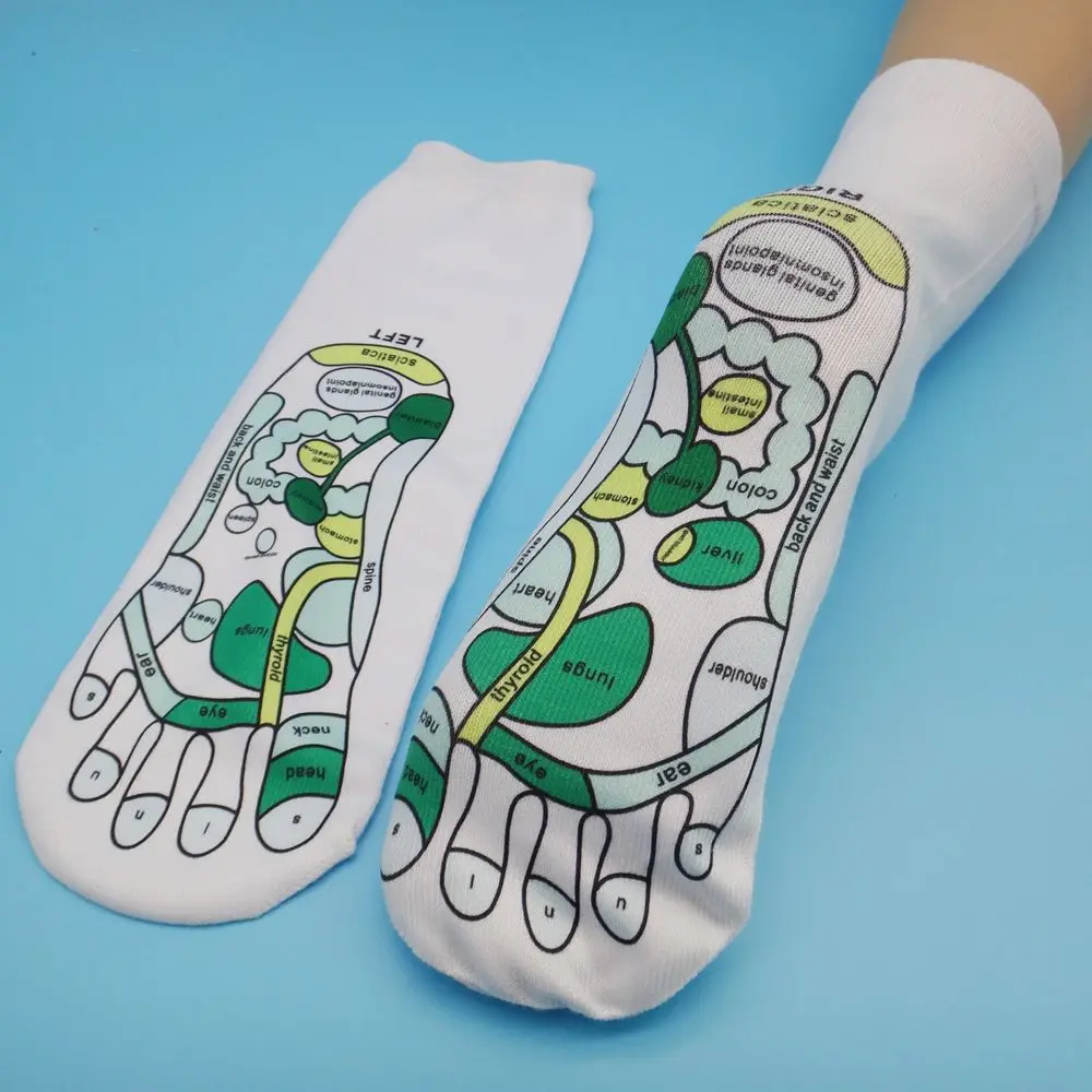 Illustration Polyester Masseur Relieve Tired Acupressure Socks Foot Point Socks Feet Reflexology Socks Physiotherapy Massage jade acupuncture stick t shape foot acupoint massager natural stone reflexology massage relieve muscle soreness relaxing tool