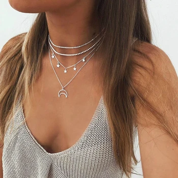 

Fashion Jewelry Necklace Pentagram Tassel Necklace Crescent Pendant Necklace Gothic Necklace Women Statement Necklace Bijoux