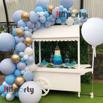 

117Pcs Macaron Blue White Pastel Balloons Garland Arch Kit Metallic Gold Birthday Wedding Party Globos Decoration Baby Shower