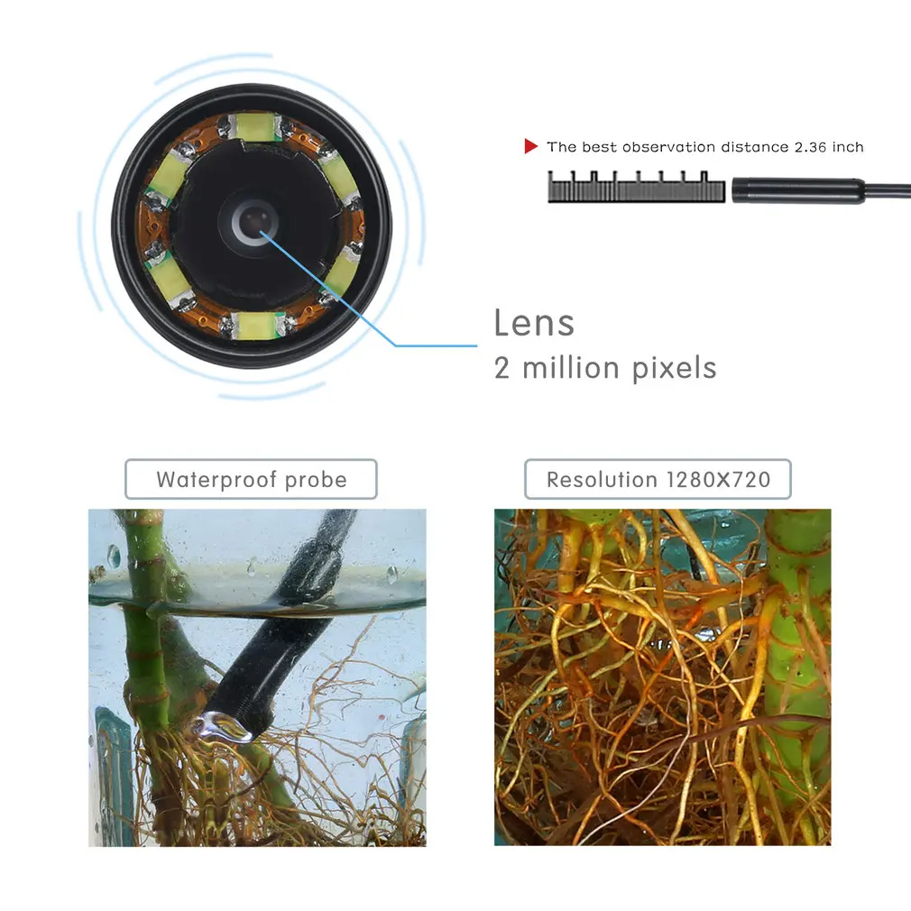 8MM Wireless Universal Wifi Endoscope Camera 2M/5M Cable 6LED Adjustable Waterproof Borescope Snake Tube for Iphone