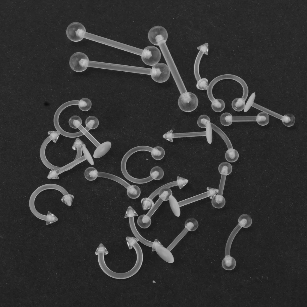 24 Pieces Mixed Acrylic Nose Studs Ring Retainers Bars Piercing Body Jewellery