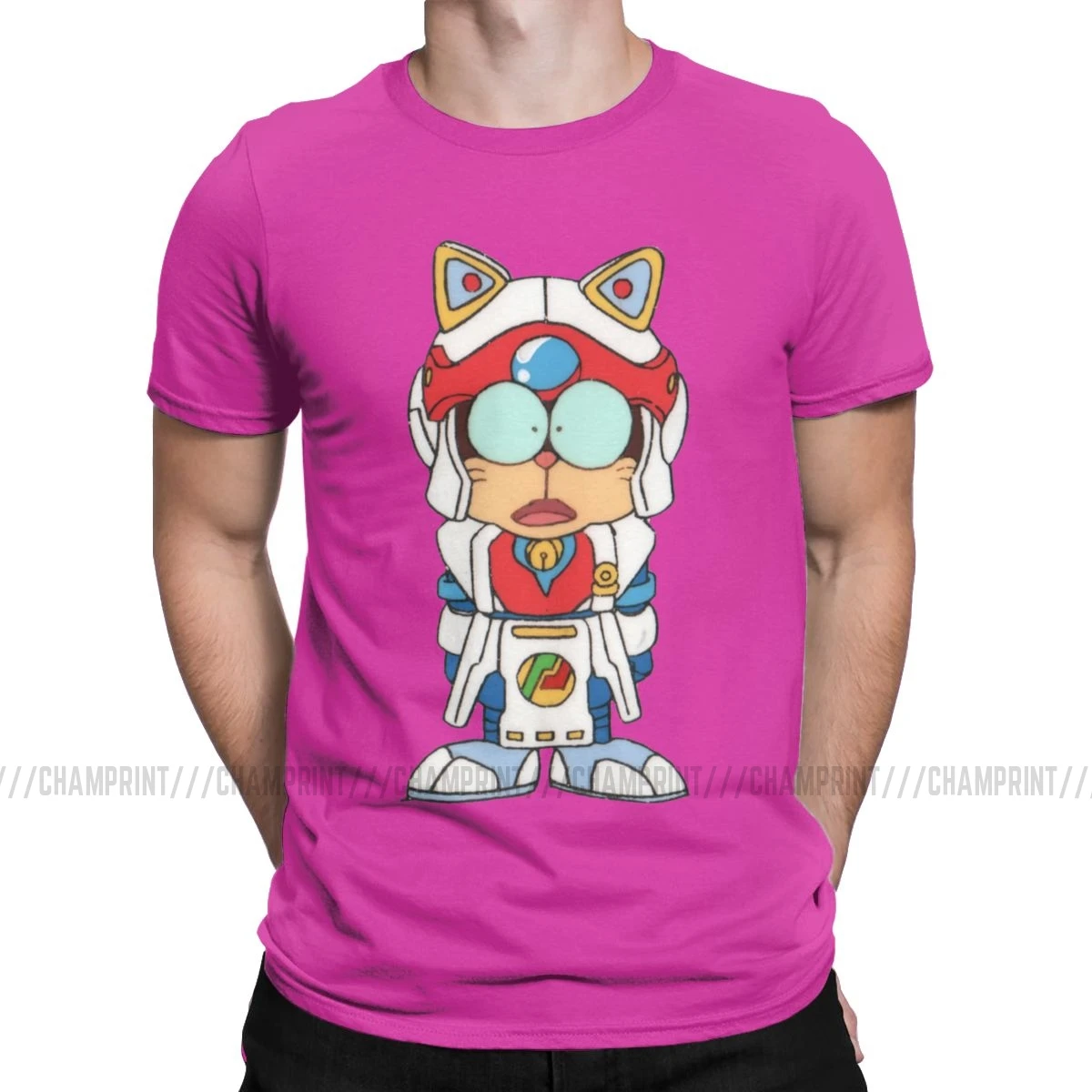 Samurai Pizza Cats Speedy Cerviche мужские футболки с рисунком кошки 90s японское Ретро аниме футболки с коротким рукавом хлопковые размера плюс - Цвет: Фуксия