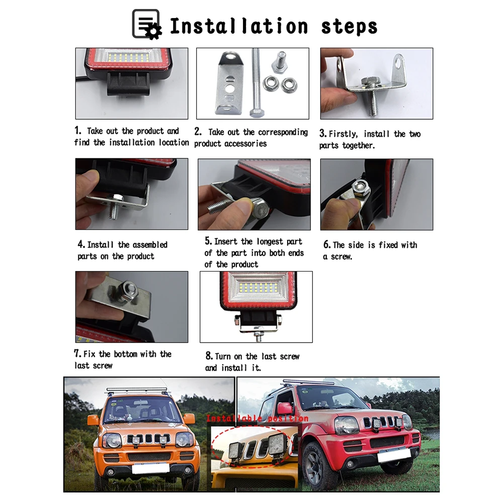 Автомобильный светодиодный рабочий светильник алюминиевый кронштейн украшение для автомобильной фары Автомобильный светильник в сборе 6000K DC 9-36V аксессуары для украшения автомобиля