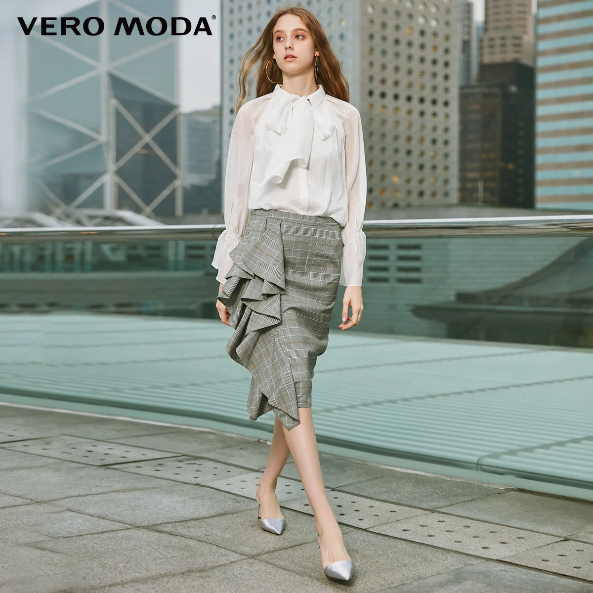 Vero Moda Женская плиссированная Асимметричная клетчатая юбка | 319116520