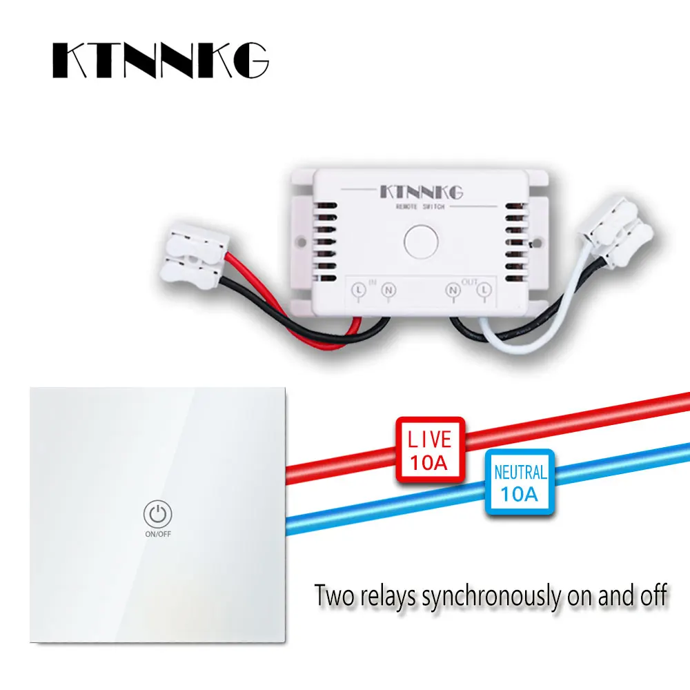 

220V 1CH wireless receiver with wall touch remote control for home, factory, hospital, spotlights, ceiling lamps, chandeliers,