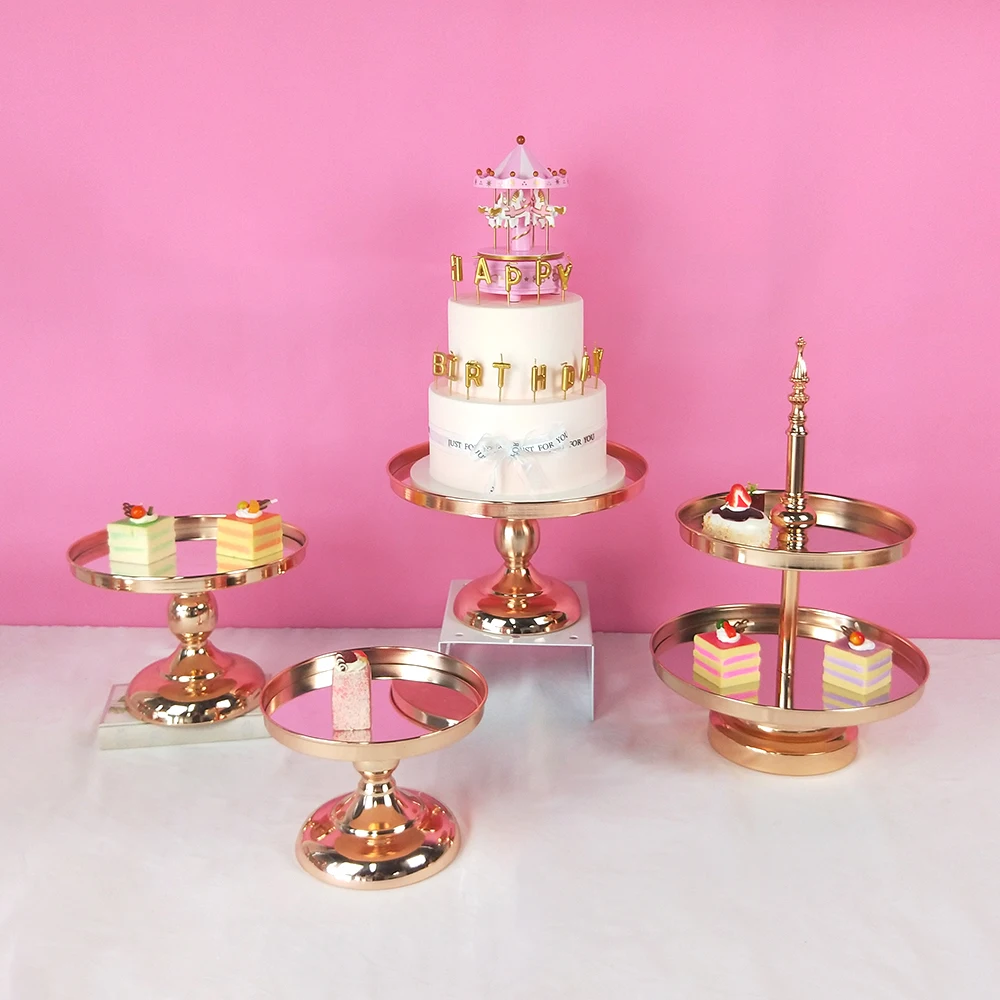 4pcs gold Зеркало Торт зеркало заднего вида Свадебная табличка декоративная стеклянная тарелка для украшения десерт серебро/Золотой торт зеркальный сервировочный поднос - Цвет: 4pcs gold