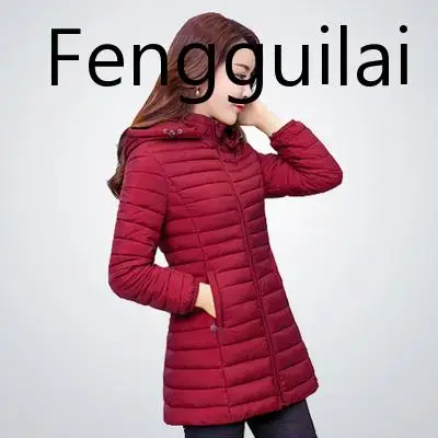 Red FENGGUILAI зимняя куртка женская зимняя и осенняя одежда высококачественные парки зимняя куртка s Верхняя одежда женские длинные пальто плюс размер - Цвет: Red