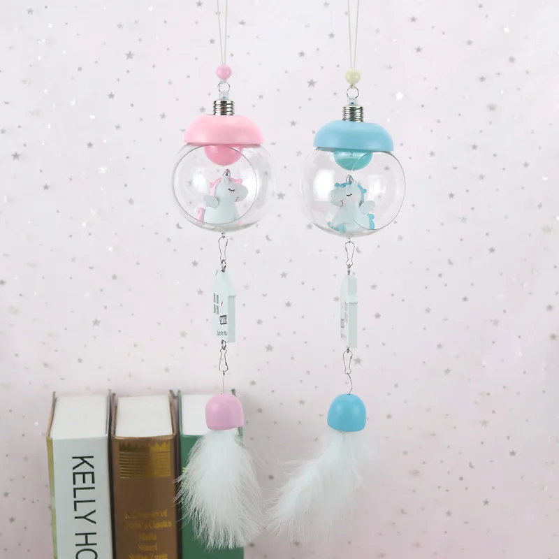 Cute Unicorn Small Night Lamp Wind Chime Light Included Bell Home Decoration Crafts Students Gift INS Hot Selling