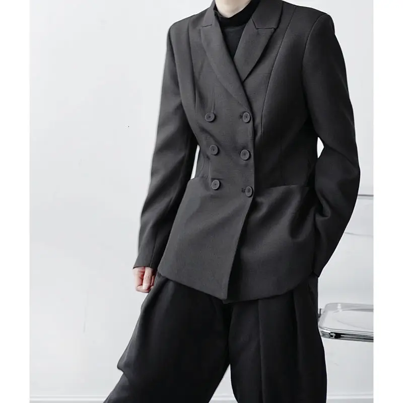 Мужская одежда IEFB новинка весны 2021 облегающий двубортный черный костюм пиджак