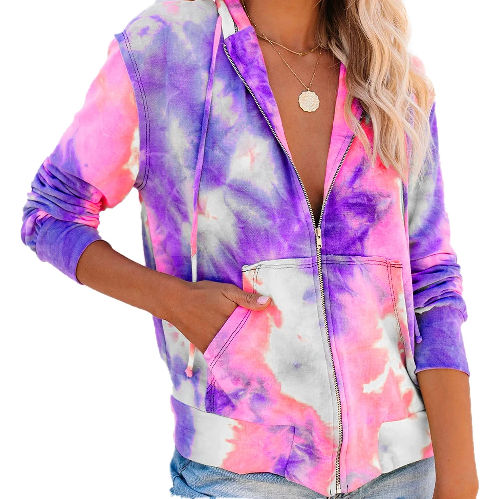 womens tie dye zip up hoodie