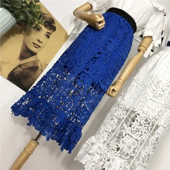 

hook flower hollow out lace long skirts whom fishtail skirt of tall waist, cultivate morality show thin A word skirt
