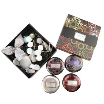 

Japanese-style Chiyoda Paper Candle Tinplate Jar Aromatherapy Candle Romantic Wedding Candle Household Decoration Candles 4PCS