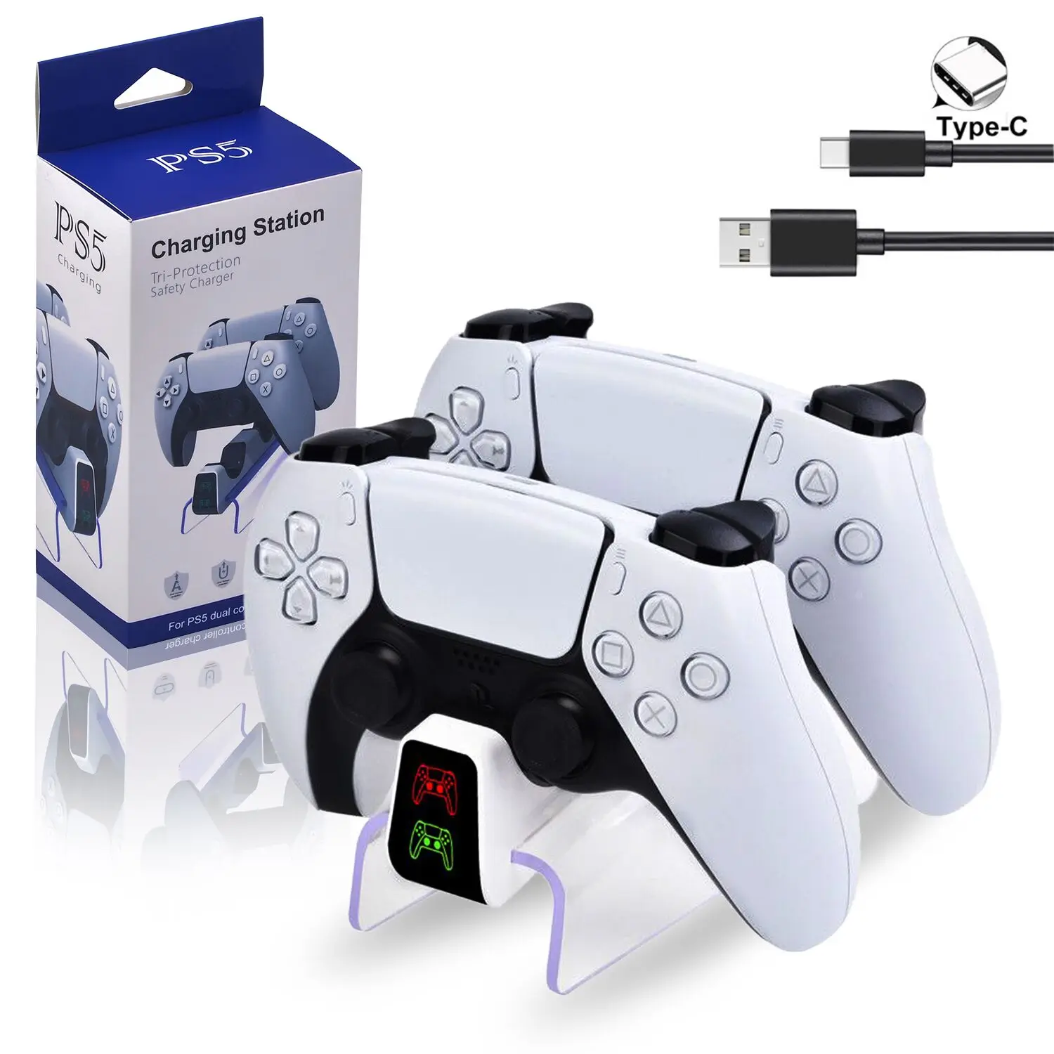 Caricabatterie Per Sony Playstation5 Controller Wireless Tipo-C Usb Dual Dock Di Ricarica Rapida Dock Station Per Gamepad Joystick Ps5