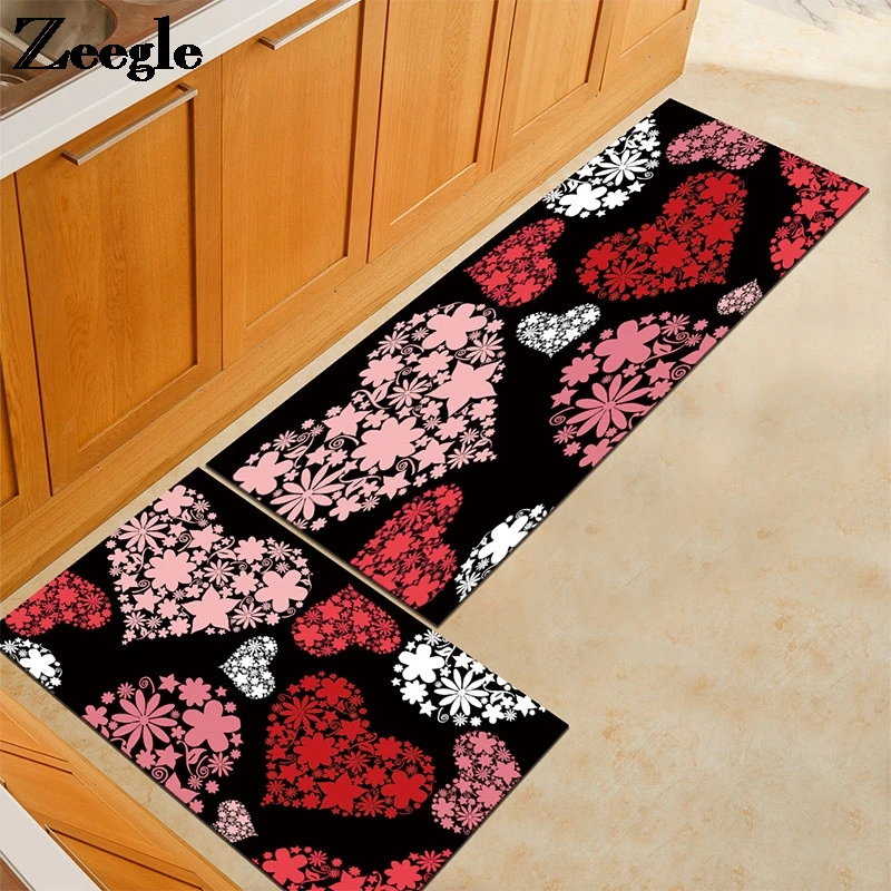 Printed Kitchen Carpet Floor Mat Flannel Area Rug for Living Room  Absorbent Bathroom Mats Anti Slip Absorbent Hallway Floor Rug