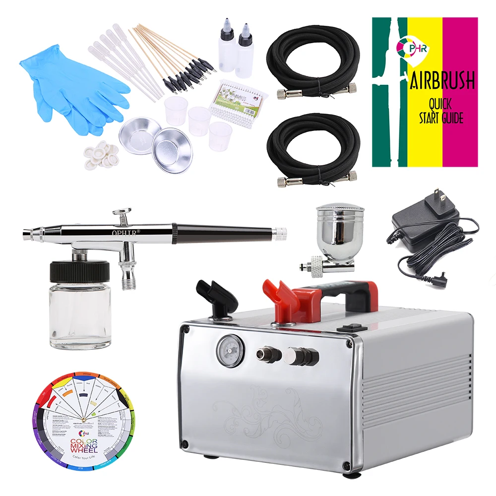 OPHIR 0.3mm Dual-Action Airbrush Gravity Paint Gun DC 12V Air Compressor Kit & Color Wheel & Accessories Set for Car Painting ophir 2 sets double dual action airbrush kit