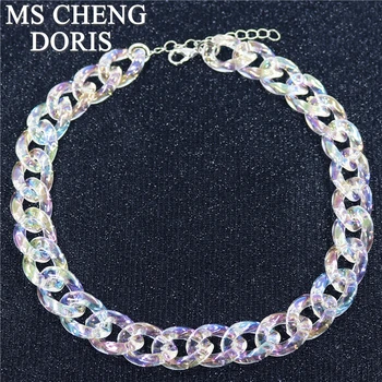 

Acrylic Chain Necklace Bohemian Summer Plastic Clear Chain Collar Necklaces & Pendants Women Jewelry Drop Shipping