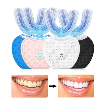 

360 Degree Electric Toothbrush Upgraded Automatic Electric Teeth Brush With U Type Silicone Brush Head Wireless Charging 4 Modes