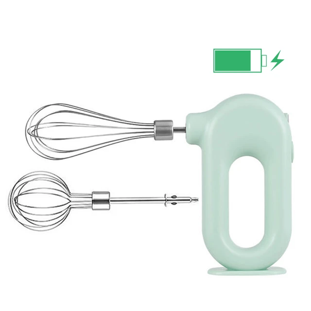 Electric Hand Mixer Whisk| Wireless Rechargeable Handheld Egg Beater with 2  Stainless Steel Mixing Heads | Portable Kitchen Aid Hand Mixer for Egg