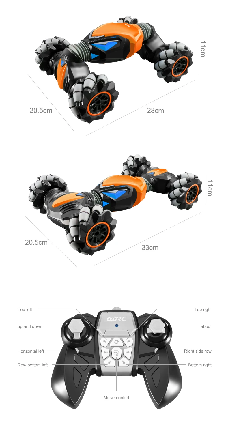 4wd rc stunt car with gesture induction and twisting off-road capability – high-speed radio control vehicle with music and drift capabilities, perfect as a gift (model unknown)