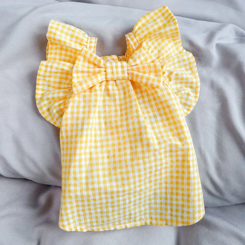 Pet Dog Shirt Big Bow Polyester Summer Clothes T-shirt Ruffle Cute Clothing For Puppy Small Dogs Chihuahua Costume Perro | Дом и сад
