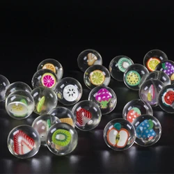 Balles rebondissantes de Fruits en caoutchouc transparent, 25mm, 10 pièces/lot, cadeau pour enfants, amusant, flottant, jonglerie, saut, jouets de sport de plein air 