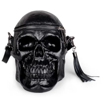 

Women Bag Funny Skeleton Head Black Handbag Men Single Package Fashion Designer Satchel Package Skull Bags