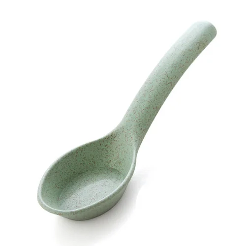 1PCS Wheat Straw Spoon Creative Kitchen Tableware Children Dinner Spoon Stirring Japanese Spoon Kitchen Utensils - Цвет: Green