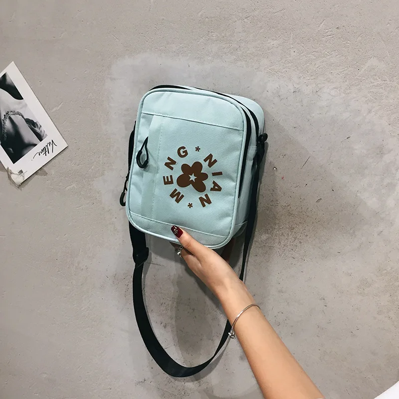

New Style Single-shoulder Canvas Bag Women's Solid Color Zipper Mobile Phone Bag Outdoor Students Small Bag