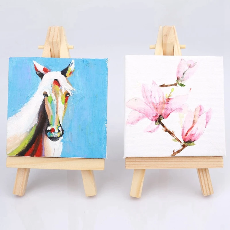  10 Sets Mini Display Easel With Canvas 8X8Cm Wedding Table Numbers Painting Hobby Painting Craft Di