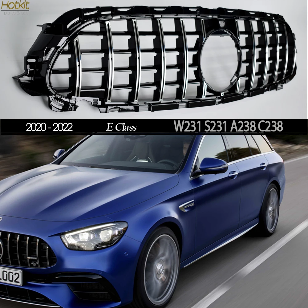 Griglia W213, Griglia Anteriore Gtr Panamericana Nero Argento Per Mercedes Classe E Berlina Berlina Coupé Convertibile 2020 - 2022