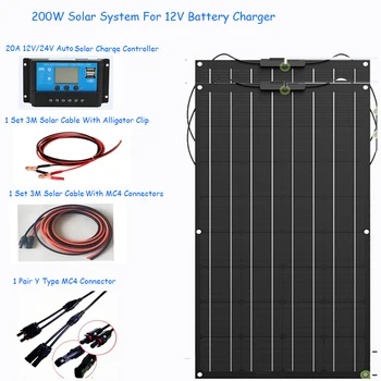 

200W 18V 24V Solar Home System ETFE Flexible Solar Panel Module Mono Silicon Cell for 12V Battery Power Charger