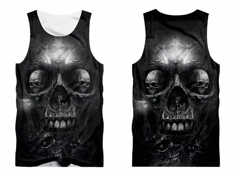 Unisex 3d tank tops Новинка, мужской жилет с 3D черепом, черные крутые майки, модные майки унисекс с индивидуальным принтом, майка без рукавов, уличная одежда, топы в стиле хип-хоп - Цвет: Unisex 3d tank tops