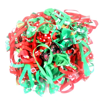 

60 PCS Cute Christmas Pet Supplies Handmade Ribbon Dog Bow Ties 8 Colors Cat Neck Tie Dog Accessories