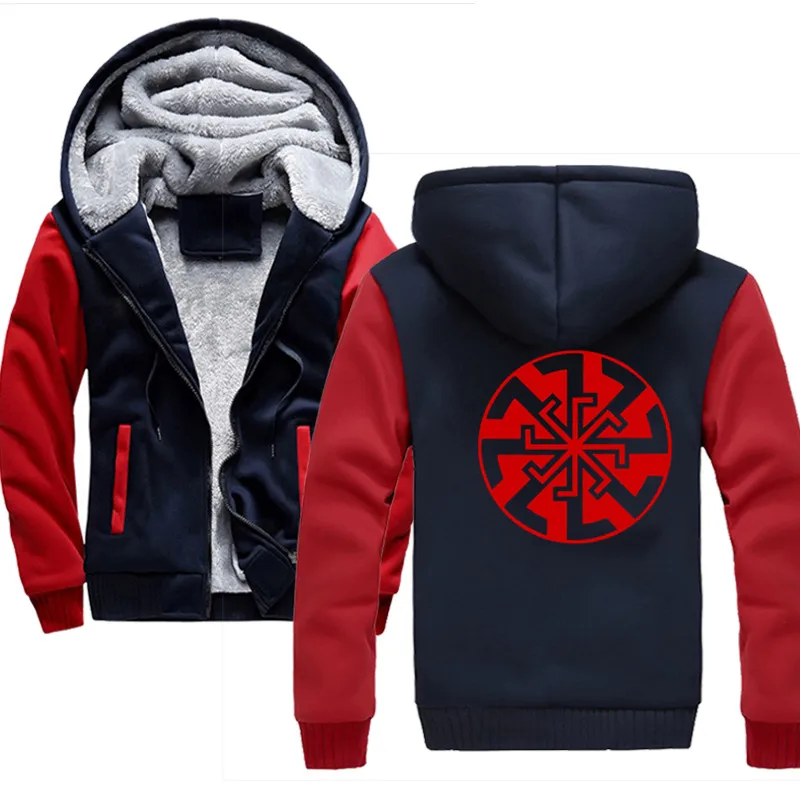 Осень-зима, толстовка с капюшоном и карманами на шнурке, забавная модная уличная Толстовка с принтом славянского коловрата, мужская толстовка с капюшоном